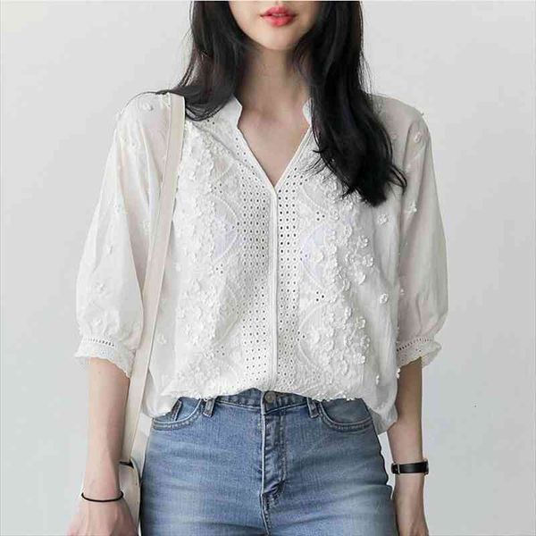 

embroidery blouse white shirts women clothes plus size cotton camisas blusas mujer de moda chemisier femme