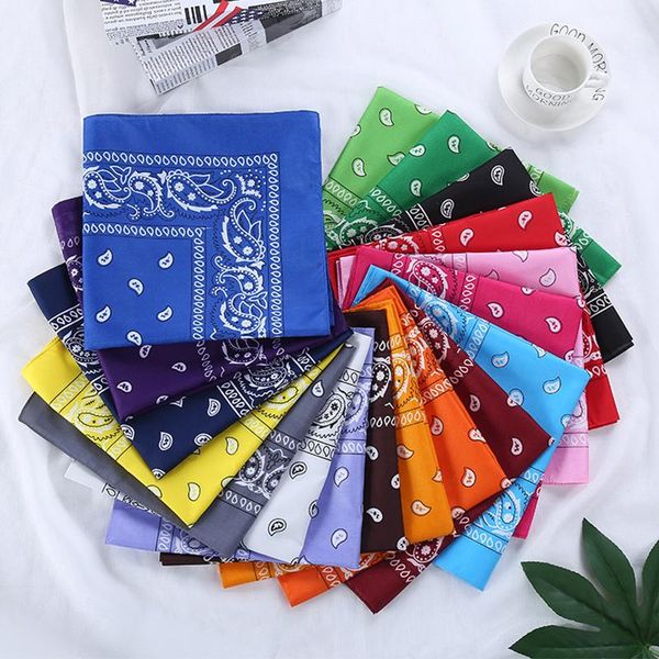 

outdoor 100% cotton bandana 55cm*55cm square scarf men black bandanas red paisley women neck face cycling caps & masks