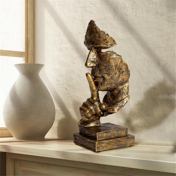 

decorative objects & figurines silence is gold statue resin abstract nordic sculpture figurine home decoration modern art office tv desk hou