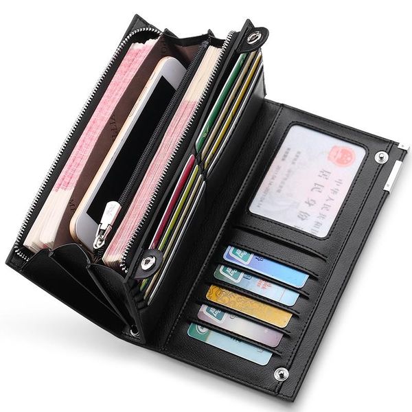 

wallets men's wallet business litchi grain coin purses clutch purse carteira masculina card holder with zipper phone bag, Red;black