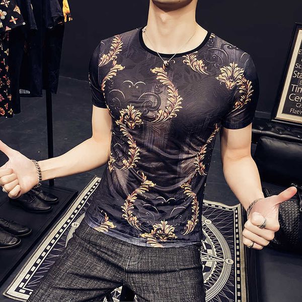 

luxury retro print t shirt men summer short sleeve funny t shirts breathable o-neck tees streetwear camiseta masculina 210527, White;black