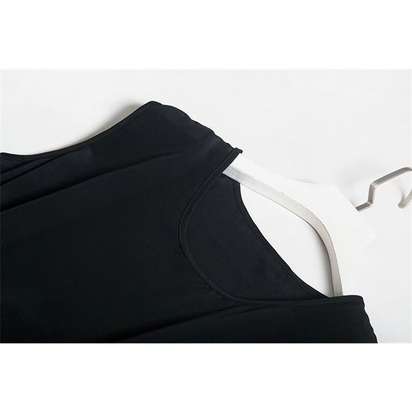 

dress black with thin look crew neck sleeveless basic lace-up silk, Black;gray