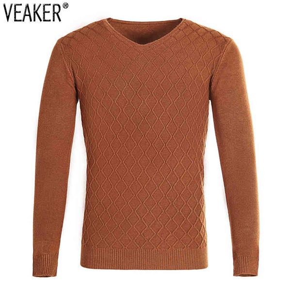 

2020 new men's slim fit plaid sweaters male long sv solid color v-neck sweater m-3xl, Black