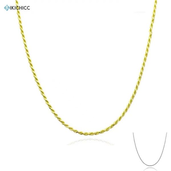 

sterling silver gold 1.2mm twist chain choker necklace women slim fashion fine jewelry gift luxury jewels chains