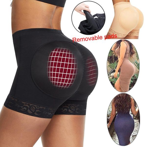 

women's shapers women body shaper padded bulifter panty buhip enhancer fake hip shapwear underwear briefs push up control panties, Black;white
