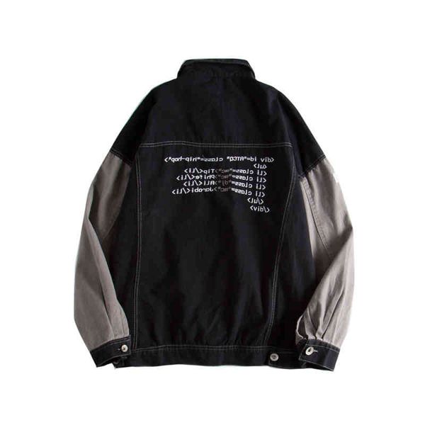 

new spring and autumn 2021 trend men's wild fashion denim korean loose handsome cowboy jacket embroidery, Black;brown