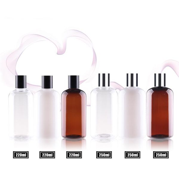 

24 clear brown empty plastic cosmetic bottles containers with high screw caps packaging pet bottle storage & jars