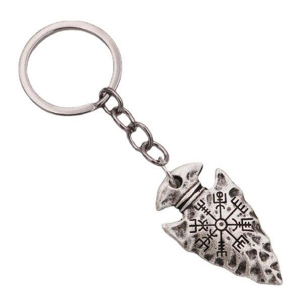 

keychains vintage viking nordic triangle shield compass keychain vegvisir rune accessories, Silver