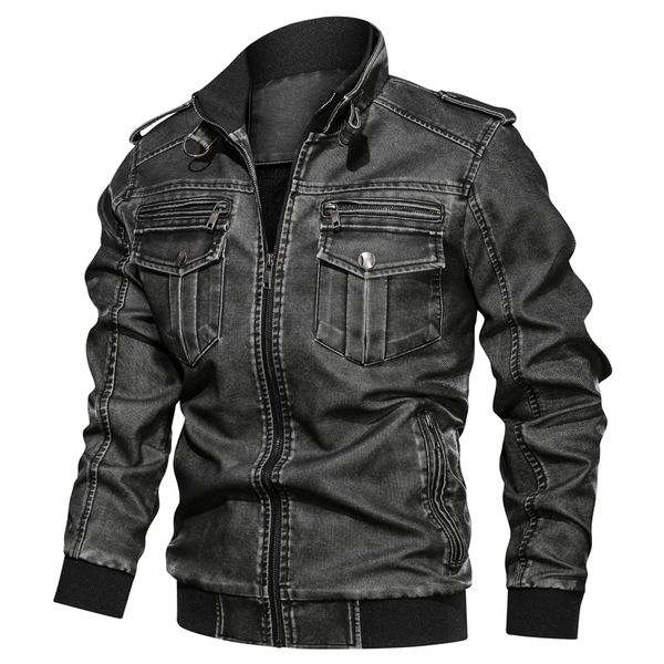 Outono inverno homens jaqueta de couro assassino vintage motocicleta caux de couro casaco moda pu plus size l-6xl jaqueta bomber mens