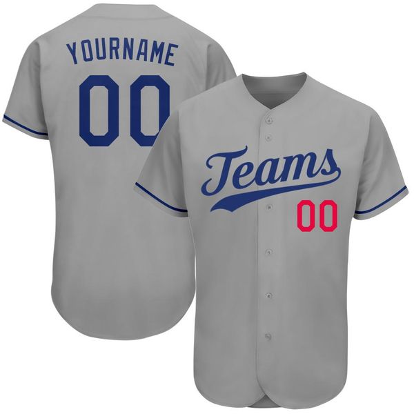 

custom gray royal-red authentic baseball jersey, Blue;black