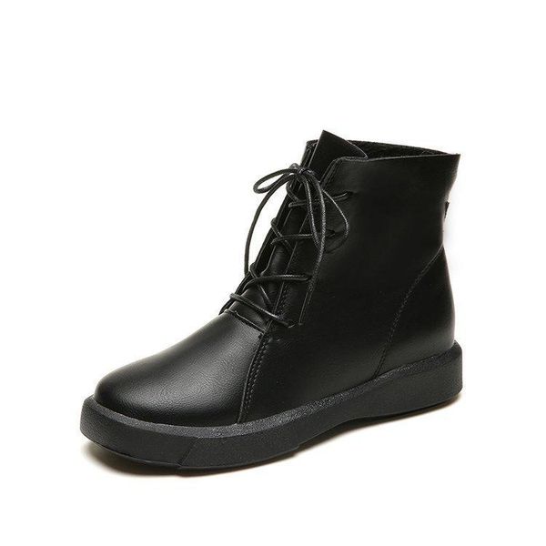 

boots british style leather short retro women ankle spring autumn female riding fashion botas mujer, Black