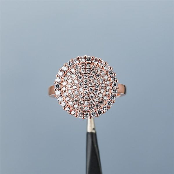 

wedding rings vintage female white crystal stone ring cute rose gold color simple round adjustable engagement for women, Slivery;golden