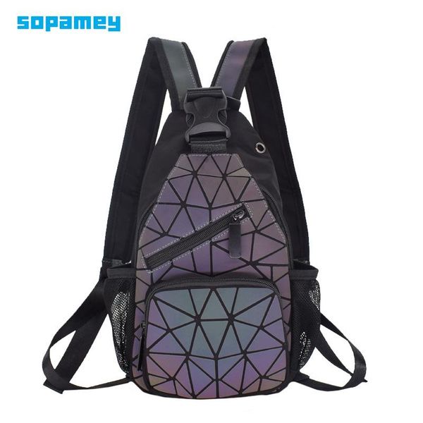 

backpack fashion men school shoulder bags for women geometric backpacks luminous chest pack bag bagpack holographic
