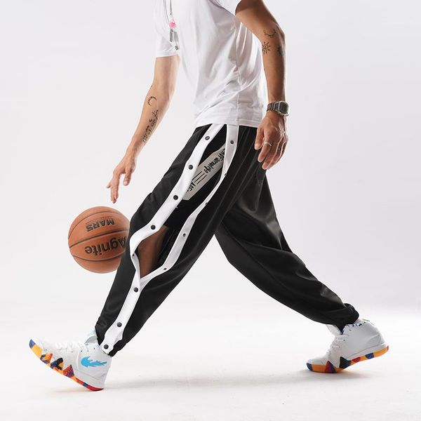 

running pants autumn winter leisure sports plus velvet trousers basketball training full-breasted loose large-size side-open button, Black;blue