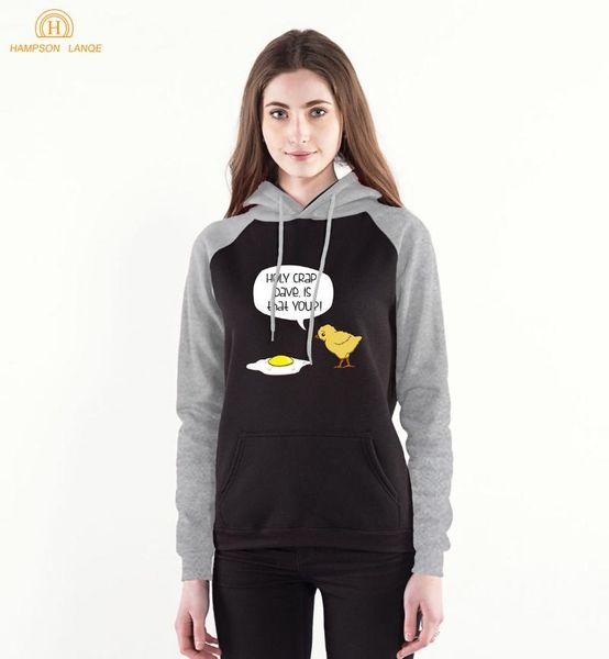

women's hoodies & sweatshirts holy crap dave- is that you funny chicken and egg print hoodie 2021 spring kawaii women long sleeve ragl, Black