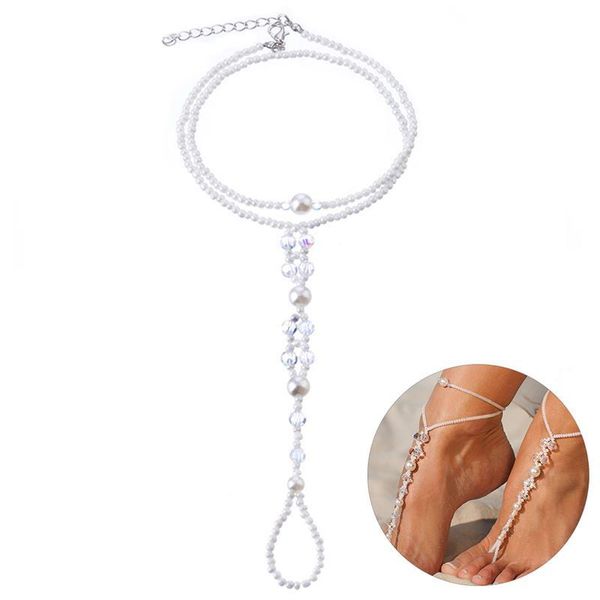 

anklets 2021 women's anklet 1pc fashion elegant beads decor foot jewelry sandal chain for beach travel accessories, Red;blue