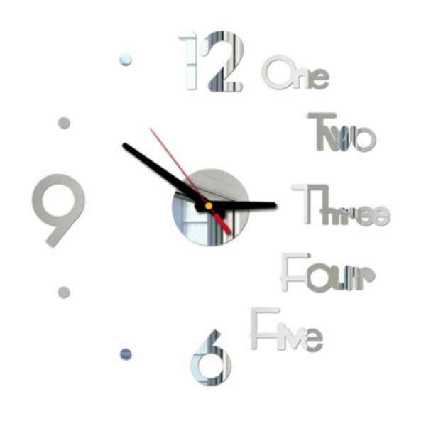 

wall clocks office clock living room 3d mirror surface self adhesive punch free