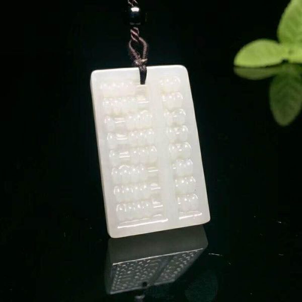 

lockets h12#exquisite hetian jade auspicious wishing abacus pendant, Silver