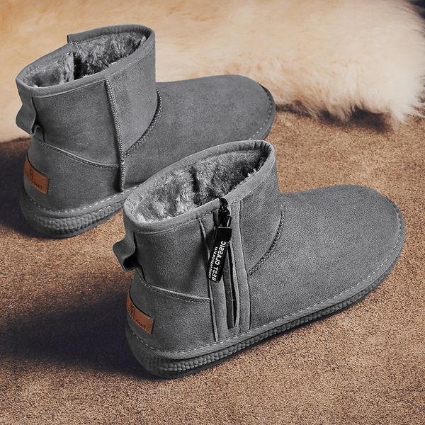 

northeast snow boots winter plush thickened fur integrated warm cotton shoes men's waterproof and anti-skid high top, Black