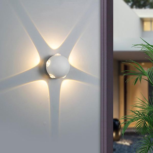 

outdoor wall lamps waterproof led modern simple lamp ip65 aluminum up and down light white black round garden sconce porch