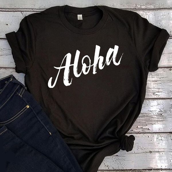 

aloha summer tshirt 2021 women casual retro letter t shirt beach vacation fashion clothing harajuku graphic tee korean women's t-shirt, White