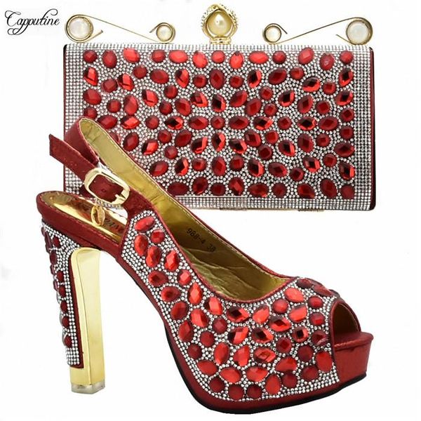 

dress shoes nice red with luxury stones high heel sandal and purse bag set for wedding/party 988-4 height 12cm, Black