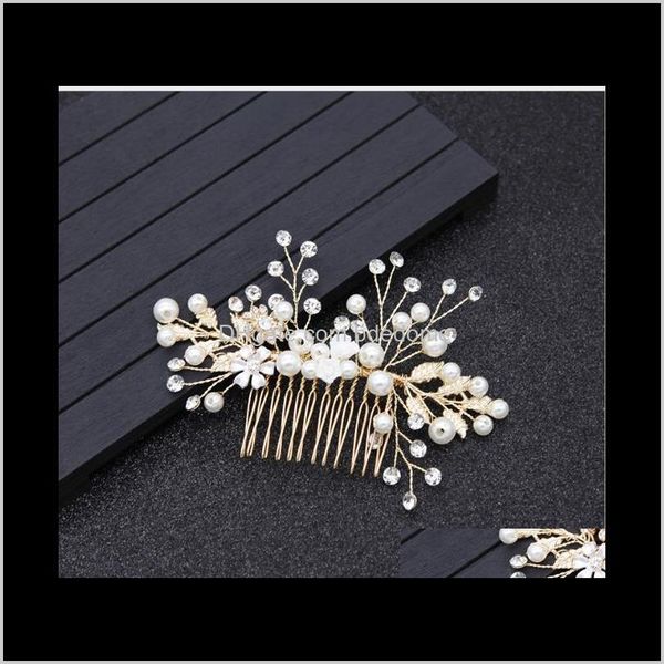 

hair drop delivery 2021 pearl brides garment headwear wedding jewelry hand-woven hairpin ef1jm, Slivery;golden