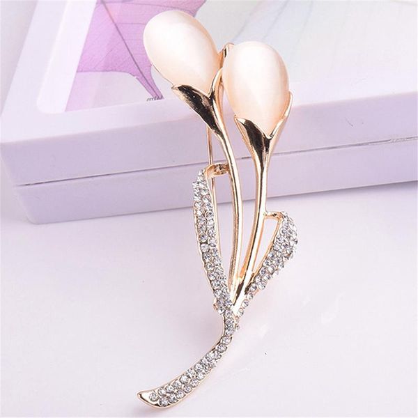 

pins, brooches crystal costume jewelry clothes accessories bouquet women brooch gift opal stone pin rhinestone fashion flower, Gray