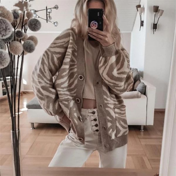 

women's jackets striped mesh oversized female casual shirt with loose v cardigan only breasted jumper autumn clothes q1ma, Black;brown
