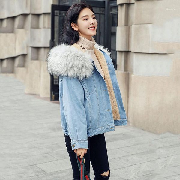 

womens parka winter jean jacket women thick outwear cotton coat warm 2021 autumn loose student jackets coats female jeans1, Black;brown
