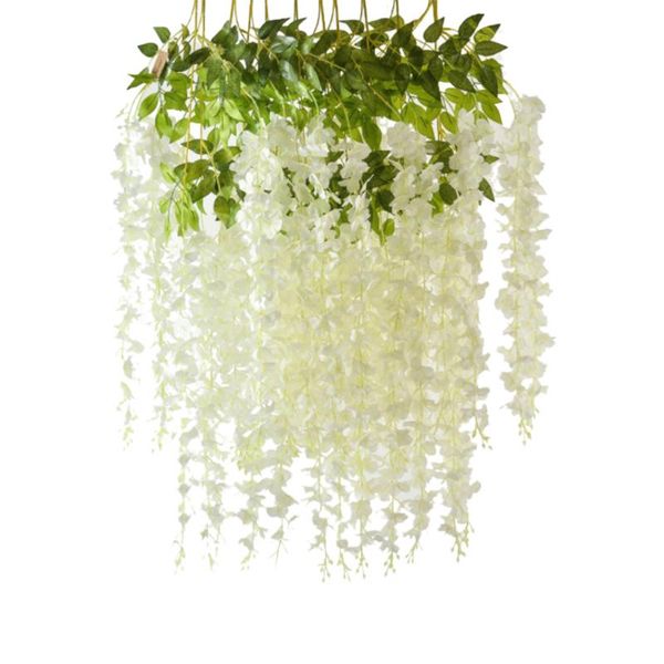 

decorative flowers & wreaths 12 pcs/lot artificial silk wisteria vine hanging flower for wedding garden floral diy living room office decor