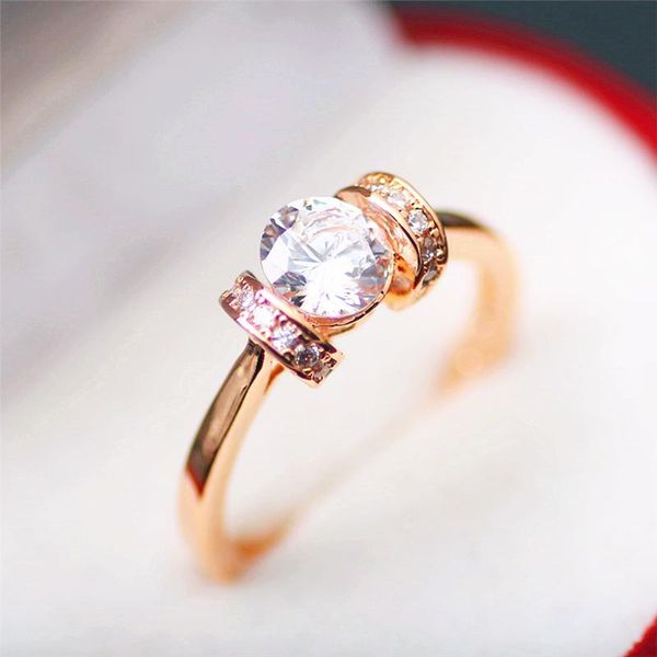 

wedding rings rose gold color woman ring temperament female wild fashion inlaid zircon jewelry, Slivery;golden