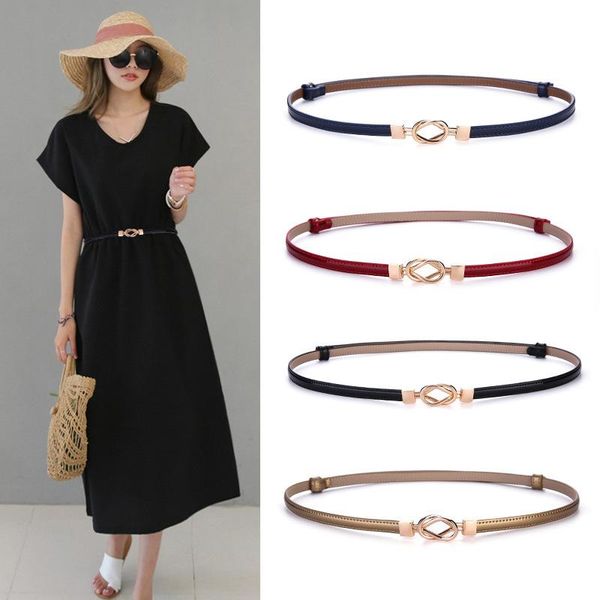 

belts 2021 women's fashion adjustable slim thin belt genuine split leather waistband dress decoration accessories vintage waist, Black;brown