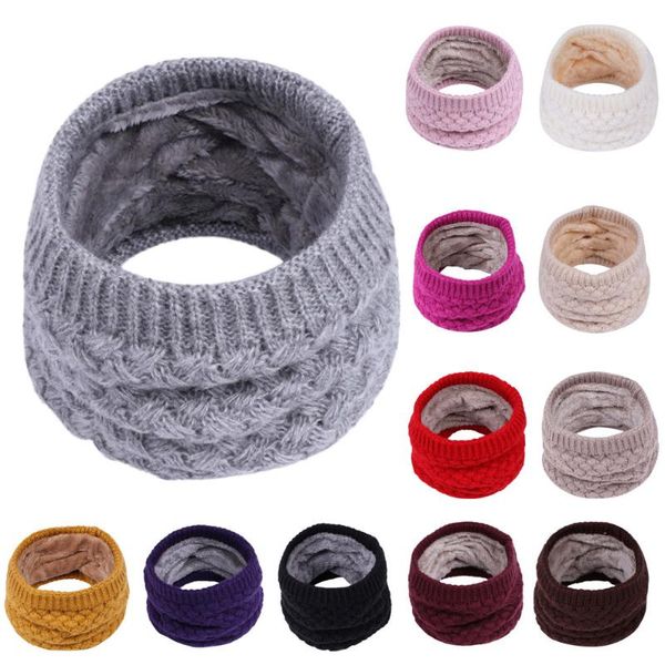 

children winter warm knitted ring scarves scarf boys girls kids baby collar neck warmer plush #30 cycling caps & masks, Black