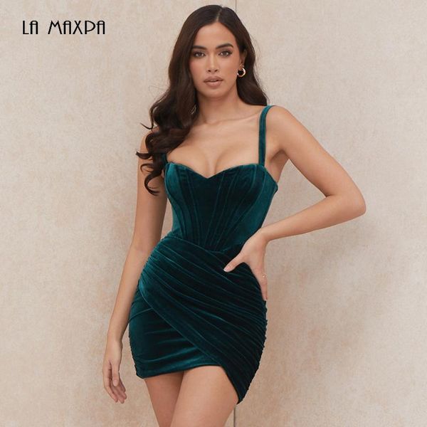 

casual dresses 2021 women's wrapped chest draping sling velvet bodycon dress celebrity party vestido, Black;gray