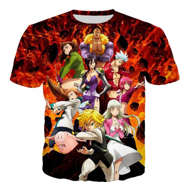 

men's t-shirts 2021seven deadly sins nanatsu t shirt men/women 3d printed casual harajuku style tshirt streetwear, White;black