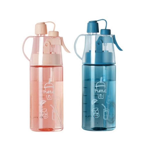 

water bottle 400ml portable sports gym mist spray cup with straw replenishment cooling