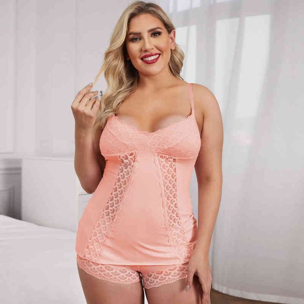 

housewear women's spring and summer new home two piece lace suspender nightdress, Black;red