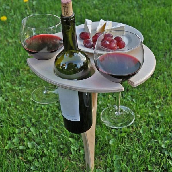 

outdoor wine table with foldable round deskmini wooden picnic easy to carry rack support drop camp furniture