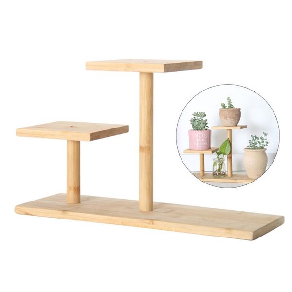 

bamboo 3 tier plant stand flower pot holder bonsai storage display shelf for home outdoor patio garden corner balcony bedroom planters & pot