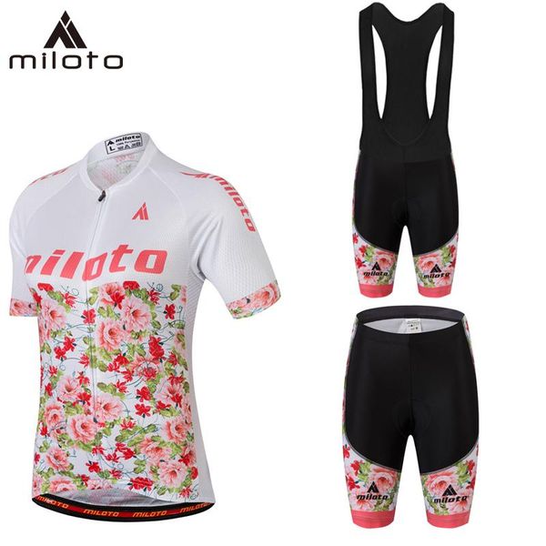 

racing sets miloto pro woman short sleeve cycling jersey set sports bike clothing kit mtb maillot cyclist bicycle clothes uniforme wear, Black;blue