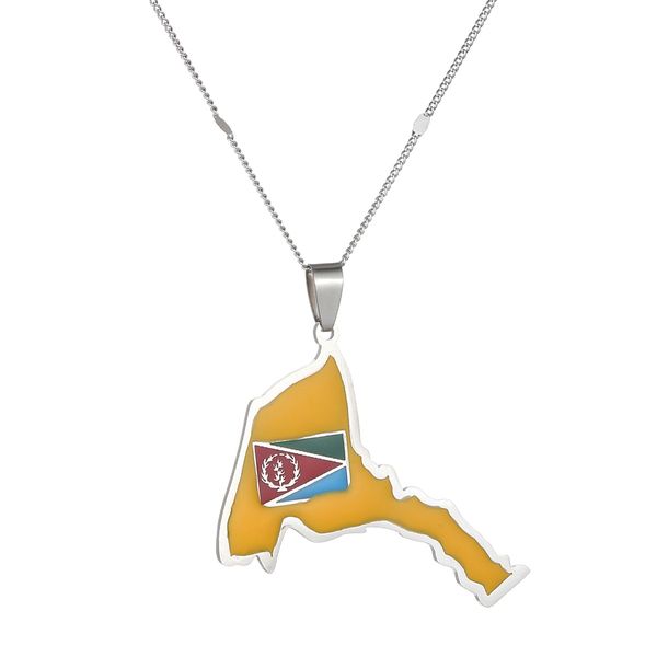 

eritrea map flag pendant necklaces for women map of eritrean chain jewelry, Silver