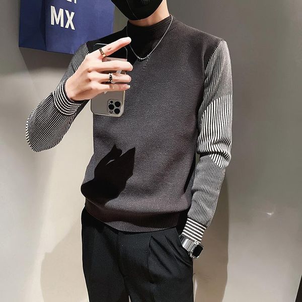 

men's sweaters winter for men korean fashion streetwear mock neck solid color cashmere sweater woolen slim fit trends 3xl, White;black
