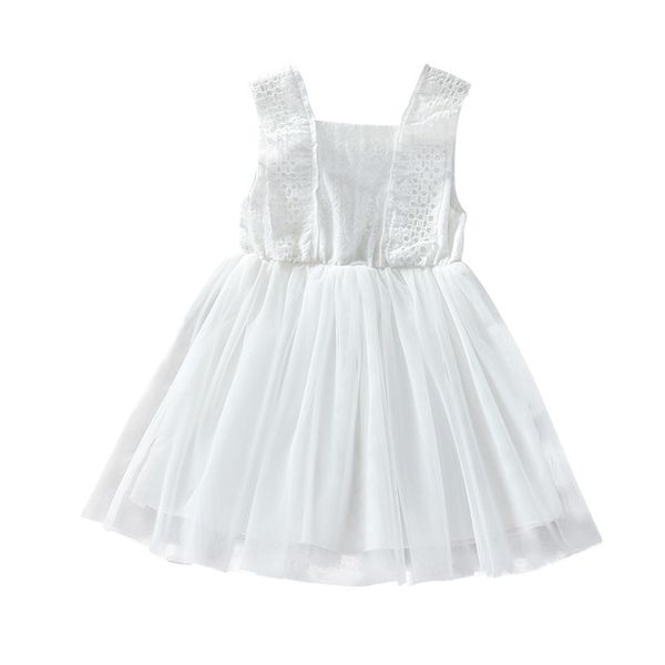Девушки летнее платье для детей 2-12Y кружева хлопок сетка детские девушки туту принцессы платье белое мяч платье малыша дети платье одежда Q0716
