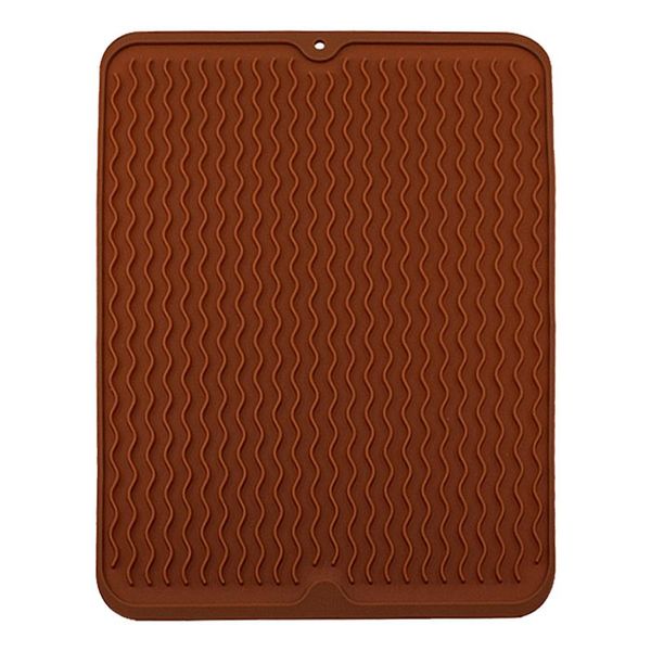 

mats & pads kitchen counter insulated easy clean home rollable with hole heat resistant tableware dish drying mat soft silicone universal