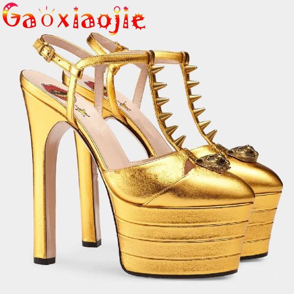 

sandals hollow out 16cm model catwalk show high heels platform nightclub women steel pipe dance shoes 2021 summer rivet, Black