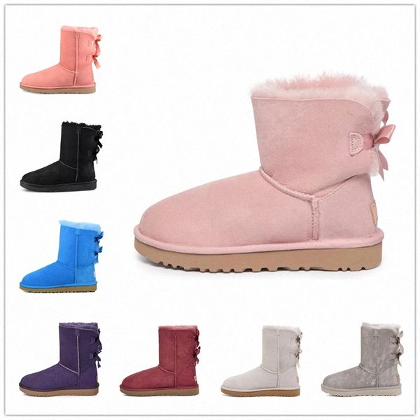 

2021 new arrival women snow boots fashion winter boot classic mini ankle short ladies girls women's booties grey chestnut navy blue d5l, Black