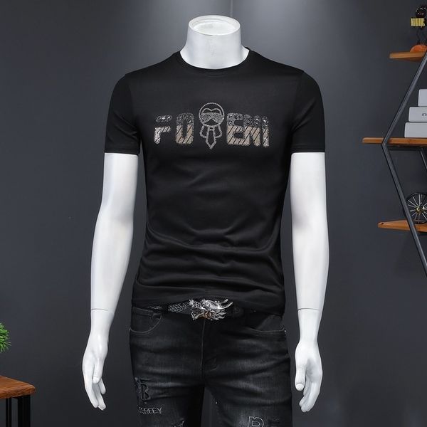 

fashion t shirts 2021 summer men's round neck short sleeve youth brand drill high end comfortable fabric, White;black