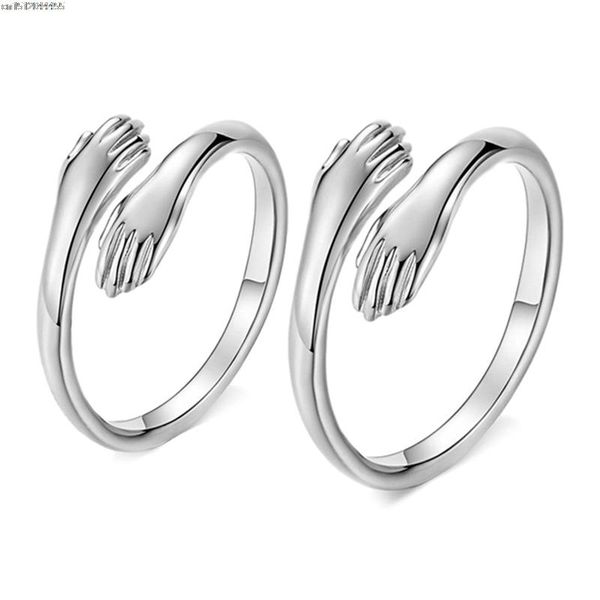 

valentine's day gift love hug open ring retro simple rings letter finger adjustable size jewelry wedding, Slivery;golden