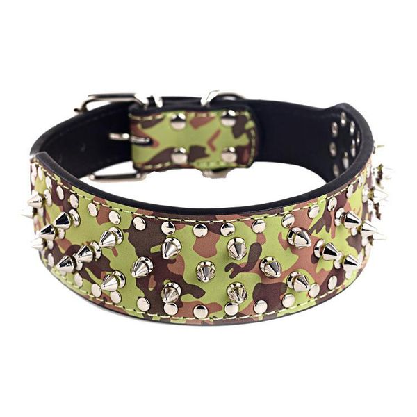 

fashion 2" wide pet dog supplies pu leather punk rivet spiked collar collars for small cat accessory & leashes
